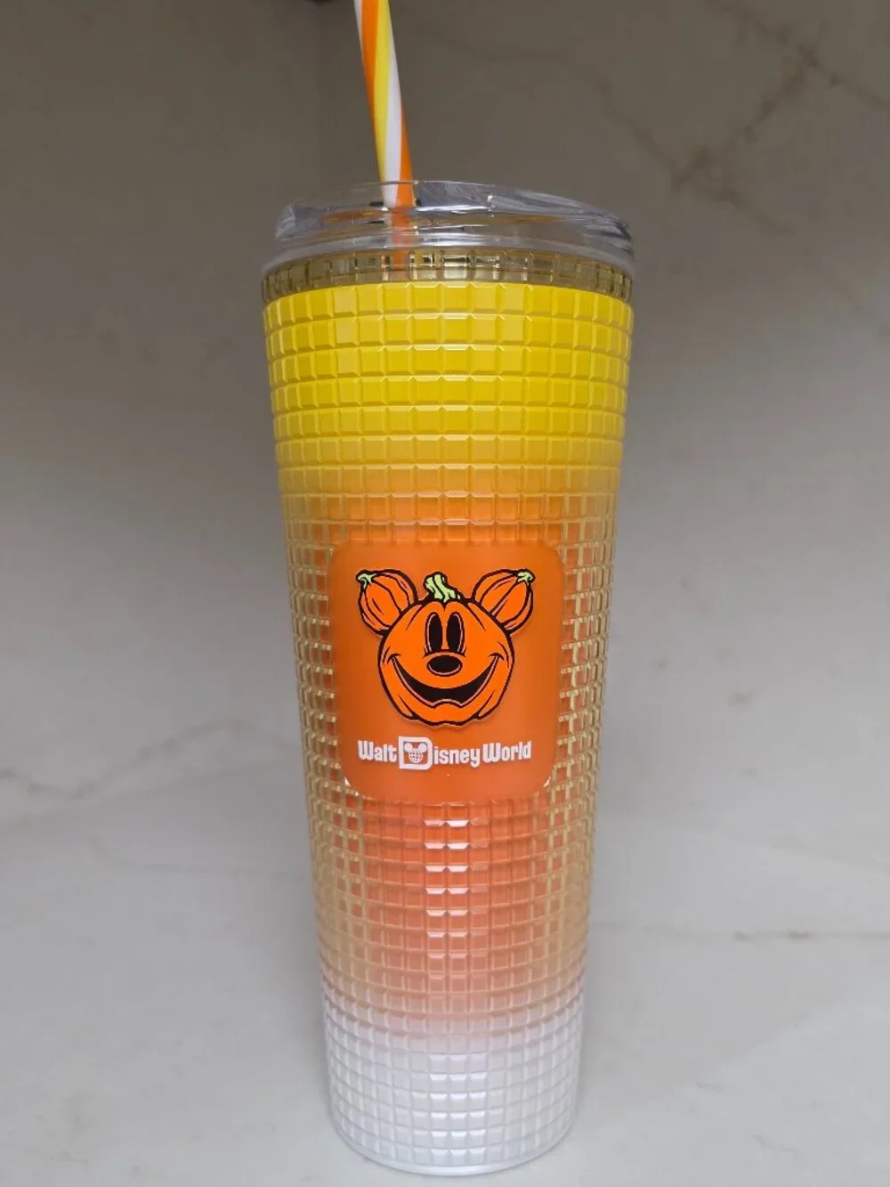 isney World Starbucks Candy Corn Grid Tumbler Halloween Mickey Pumpkin 24oz